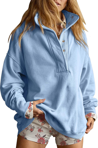 Gacaky Sweatshirt for Women Oversized Henley Neck Pullover Top Fall Outfits