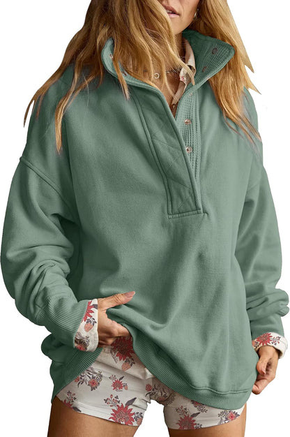 Gacaky Sweatshirt for Women Oversized Henley Neck Pullover Top Fall Outfits