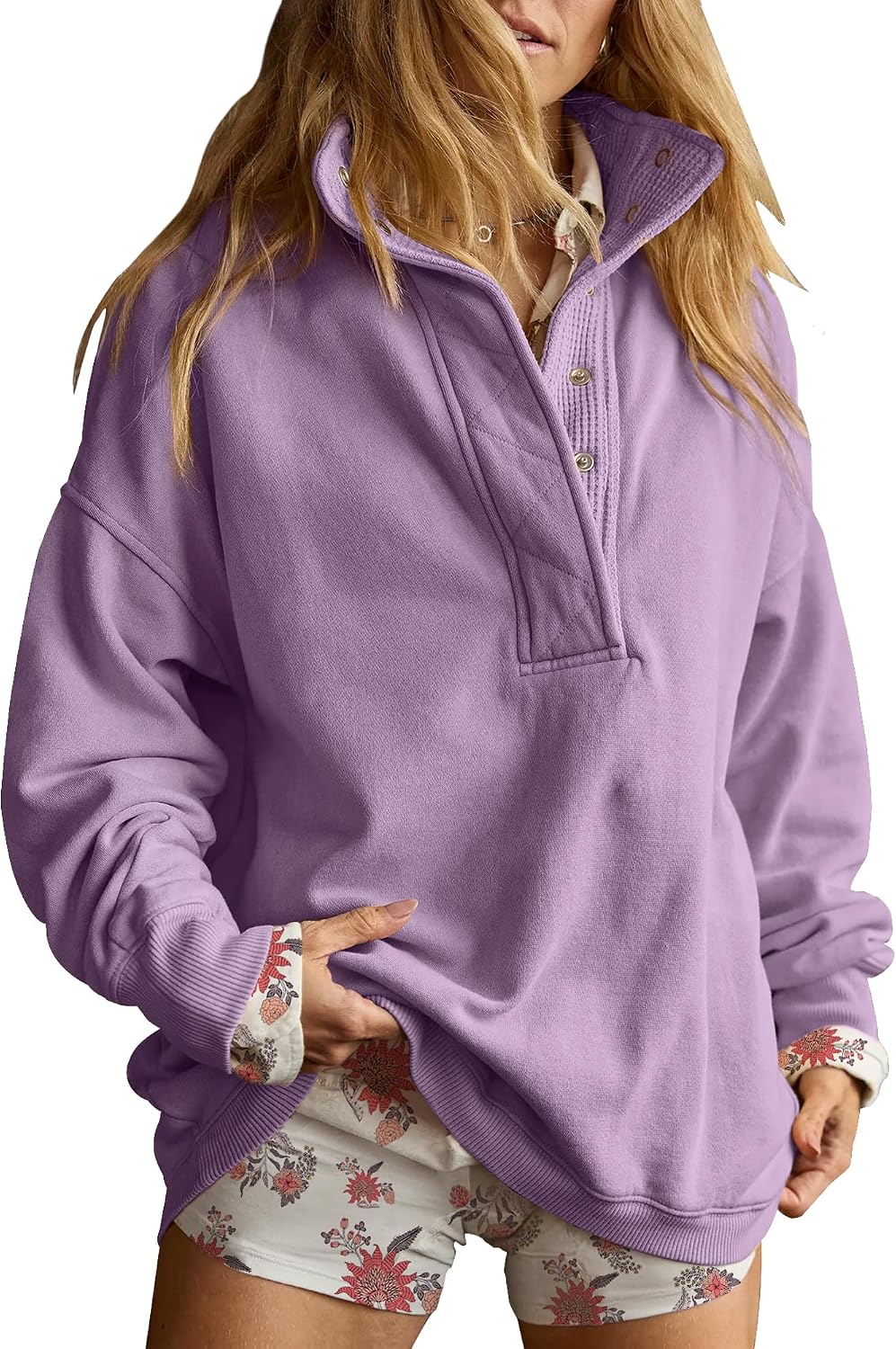 Gacaky Sweatshirt for Women Oversized Henley Neck Pullover Top Fall Outfits