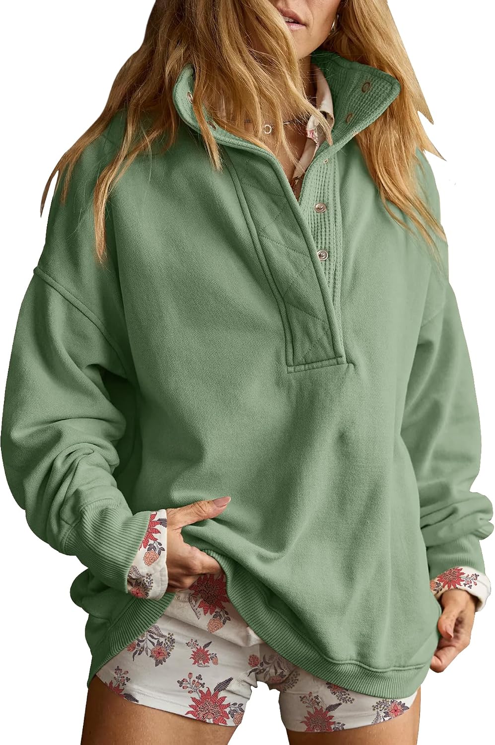 Gacaky Sweatshirt for Women Oversized Henley Neck Pullover Top Fall Outfits